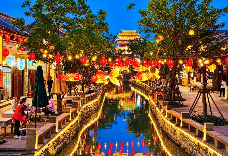 Lanterns Along the Water Town Canal.png